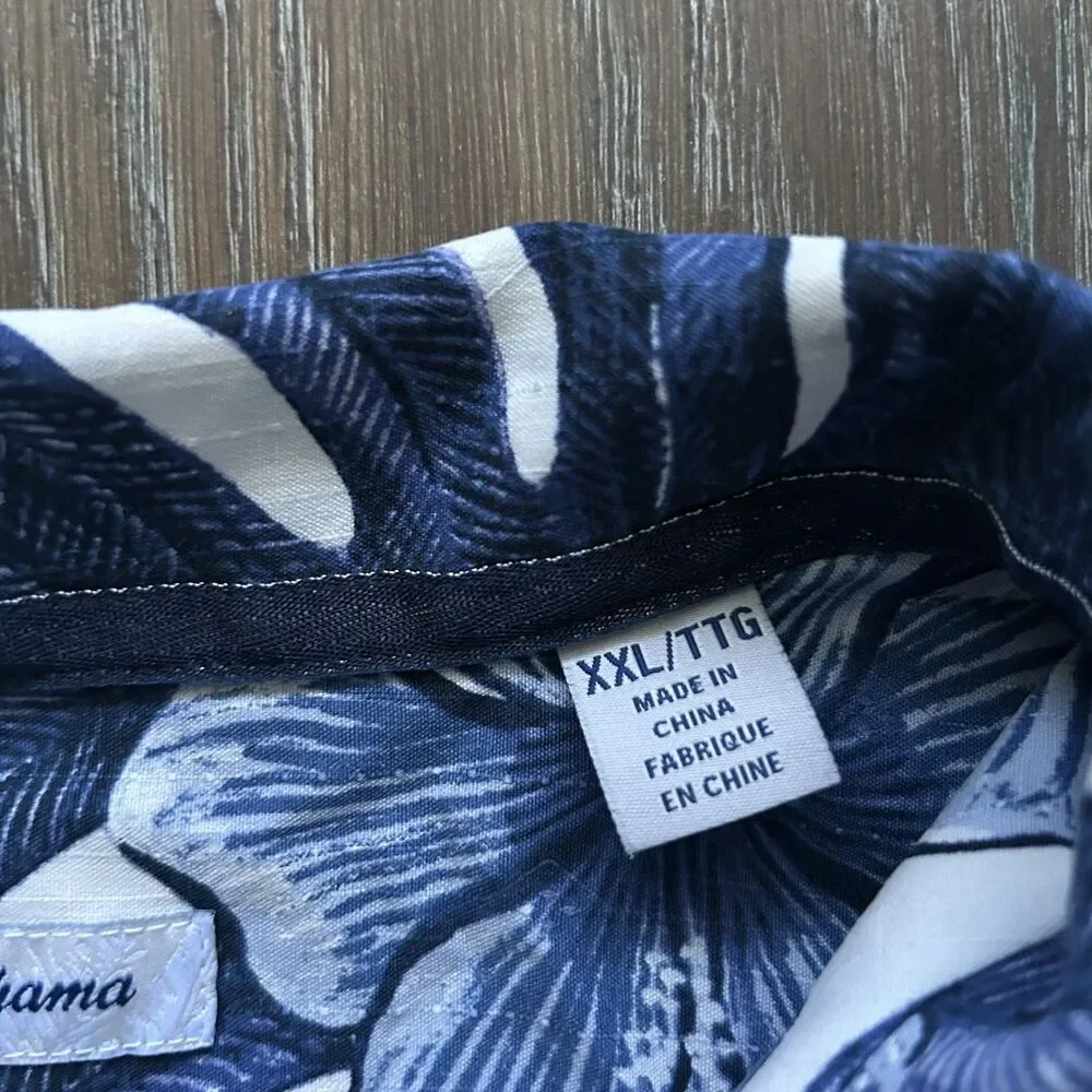 Michigan Wolverines Tommy Bahama 100% Silk Hawaiian Shirt Mens XXL Blue U of M